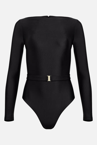 The Bateau Silhouette Swimsuit in Onyx
