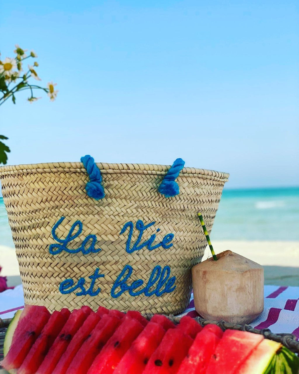 La Vie est Belle Straw Bag