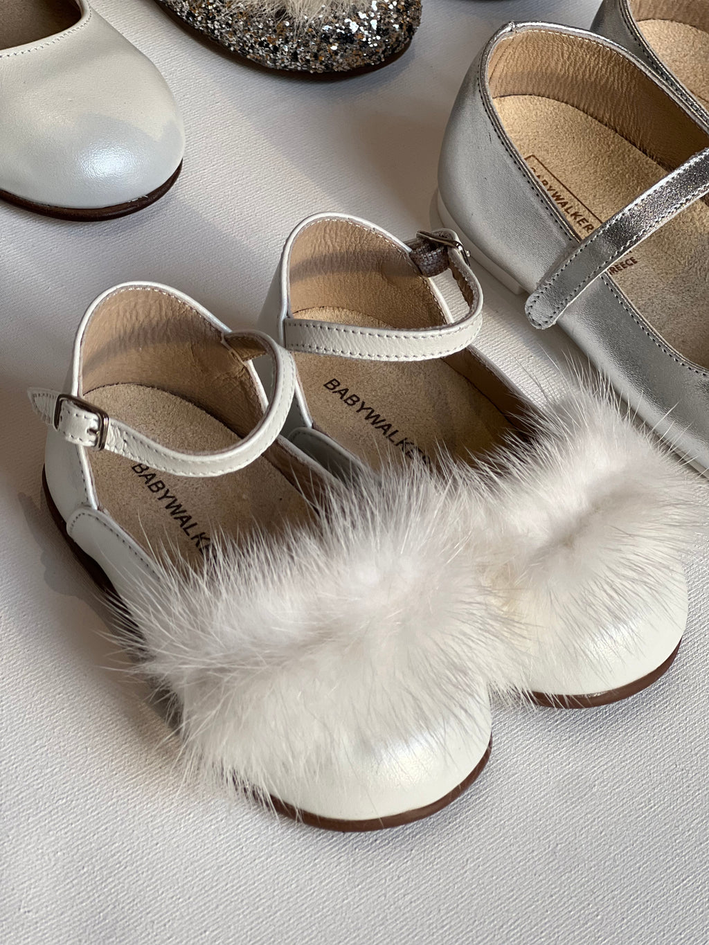 MINK FUR EMBELLISHED FRENCH LEATHER BALLERINA